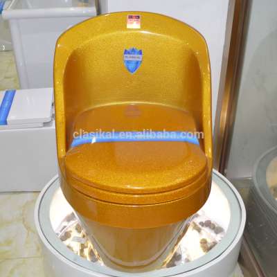 High quality luxury gold color carylic one piece toilet bowl ceramic