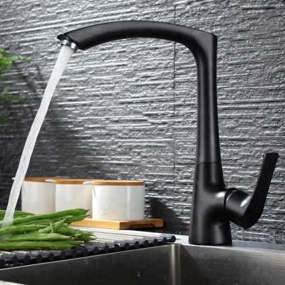 Modern black colored stone kitchen faucet